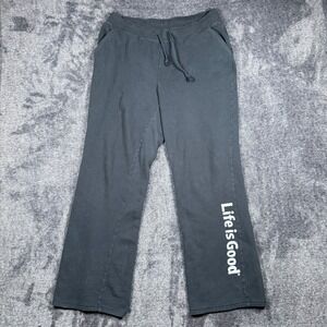 Life is Good Mens Black Fleece Lounge Sweatpants Size M Drawstring Logo Graphic